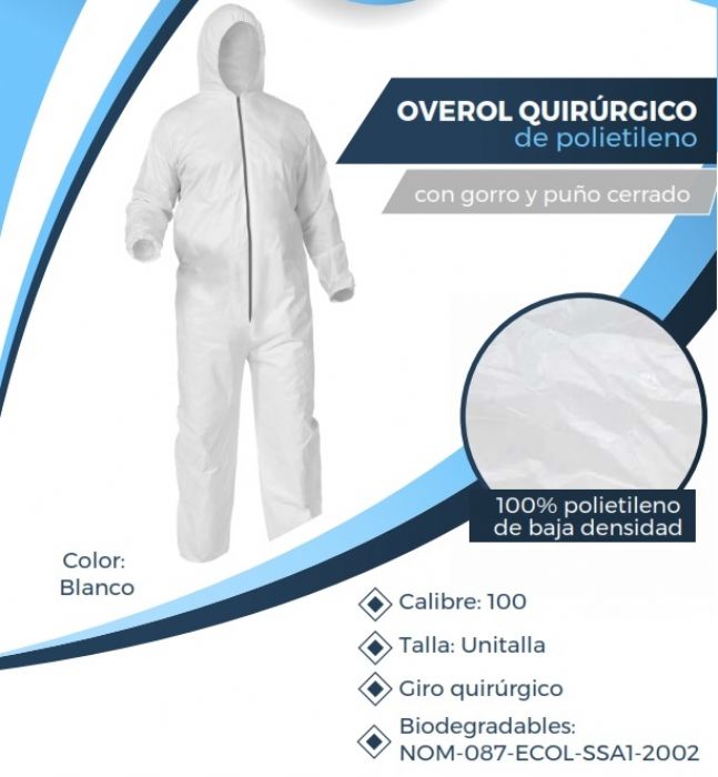Overol de Polietileno Desechable, impermeable.
